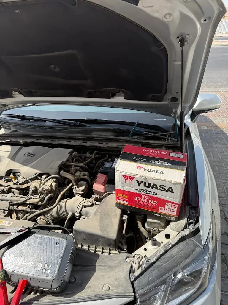 Genuine YUASA battery installed on Toyota in Qatar